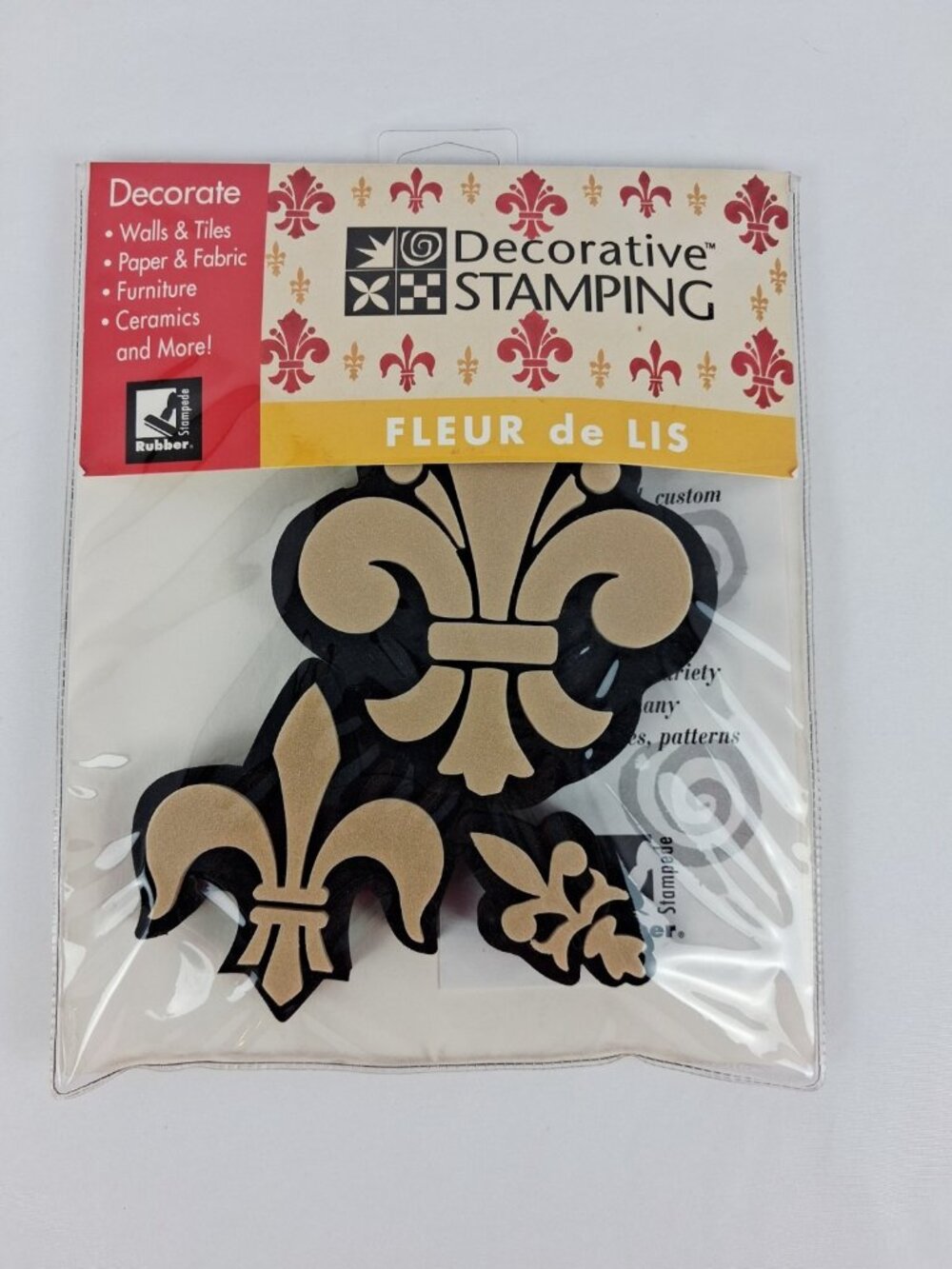 NOS Rubber Stampeded Decorative Stamping Fleur de Lis Foam Stamp 3 Pc Set